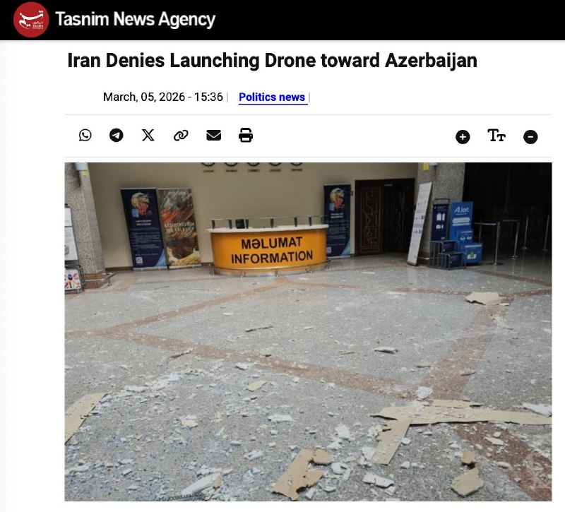 ‼️🇮🇷🇦🇿 Írán obvinil Izrael z „operace pod falešnou vlajkou“ po příletu dron...