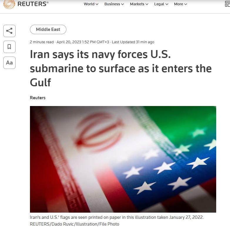 Íránské námořnictvo přinutilo americkou jadernou ponorku vynořit se v Hormuzském průlivu - ...