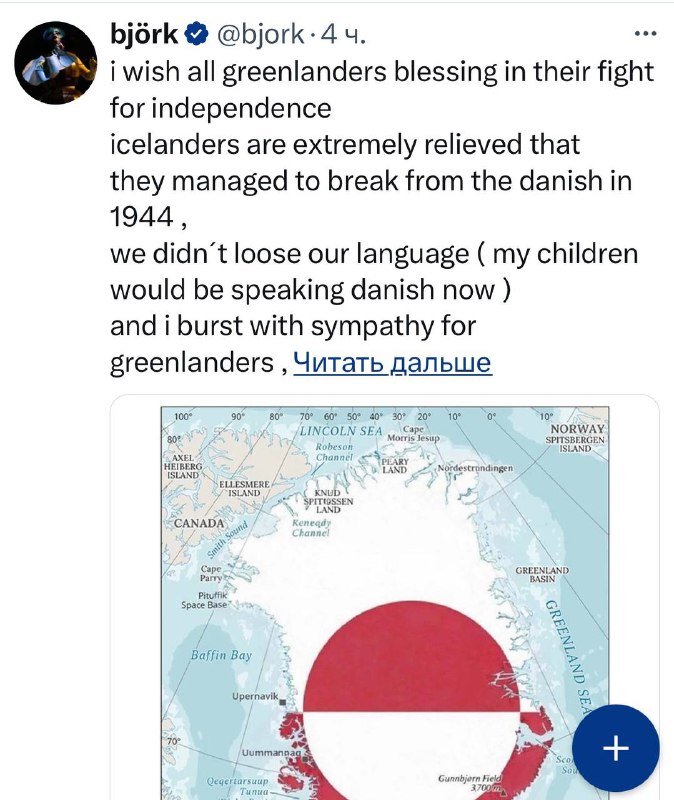 Islandská zpěvačka Björk je ráda, že nemá nic společného s agresivním Dánskem:Přeji vše...