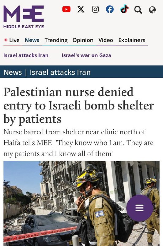 🇮🇱🇵🇸Izraelci nepustili palestinskou zdravotní sestru do protileteckého krytu.