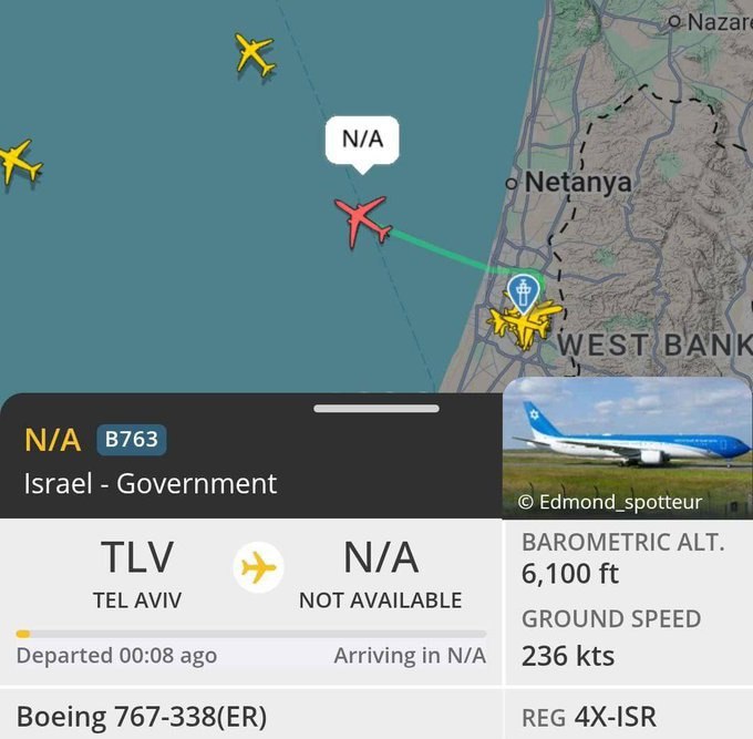 🇮🇱 Izraelský vládní Boeing 767-338ER odletěl z Tel Avivu„Ahoj“