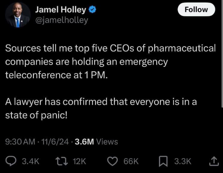 Jamel Holley na XZdroje mi řekly, že prvních pět generálních ředitelů farmaceutických spole...