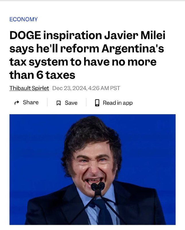 ⚡️🇦🇷Javier Milei, inspirátor DOGE, říká, že reformuje argentinský daňový systém t...