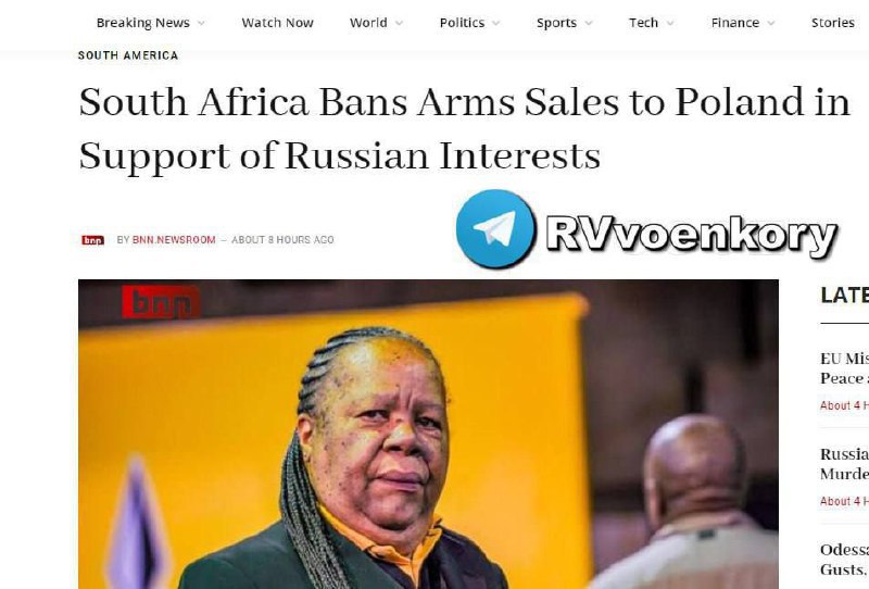 Jihoafrick&aacute; republika zakazuje prodej zbran&iacute; do Polska na podporu rusk&yacute;ch z&aacute;jmů &ndash; BBN"Ji...