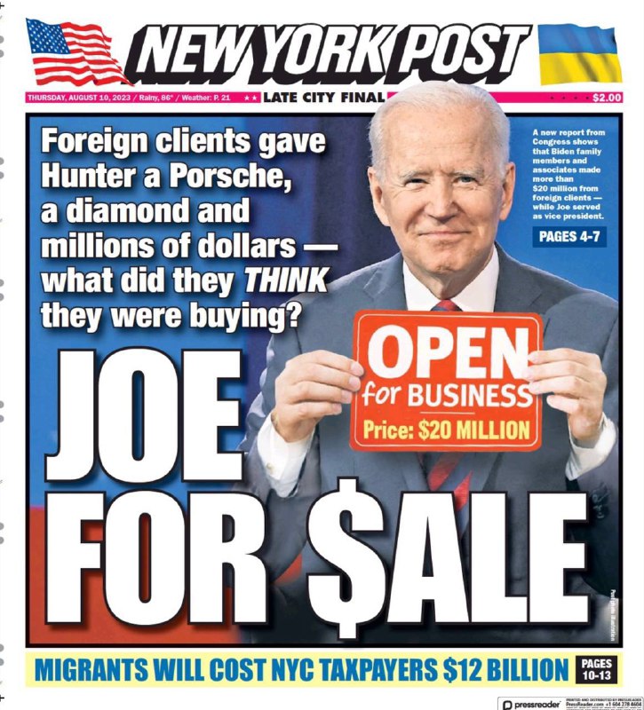 🇺🇸 💰 „Joe na prodej. Otevřeno. Cena: 20 milionů dolarů – New York PostNoviny hned na...