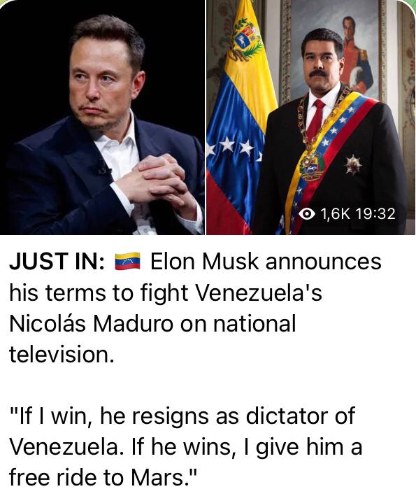 JUST IN: 🇻🇪 Elon Musk oznamuje v národní televizi své podmínky pro boj s venezuelským Nic...