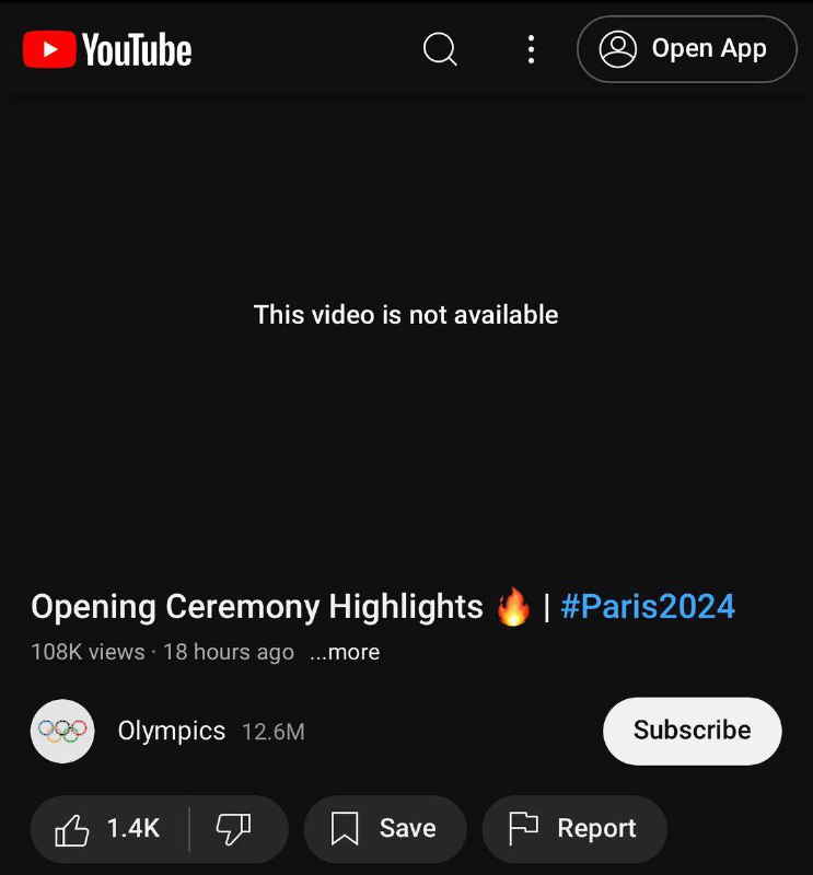 JUST IN: Olympics odstraňuje z YouTube vlastní video ze slavnostního zahájení, které obsahuje ...