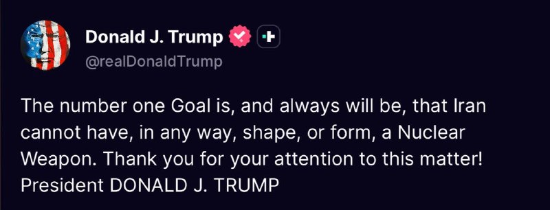 🇺🇸  Klaun Trump:Hlavním cílem, který vždy zůstane nezměněn, je zabránit Íránu v zís...