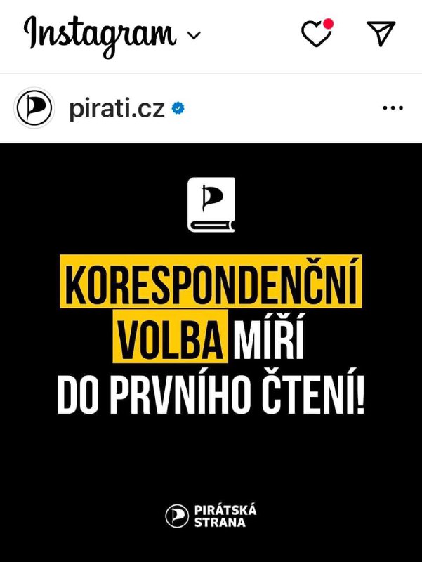 🛑 Korespondenční volba míří do prvního čteníUž to samo o sobě by si zasloužilo samosta...