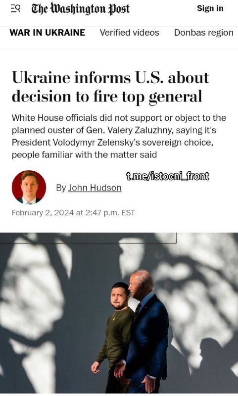 🐦‍⬛️🇺🇦Kyjev informoval Bílý dům, že Zelenskij se rozhodl vyhodit Zalužného, ​...