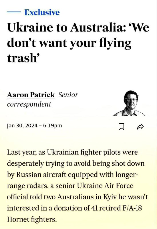 Kyjev opustil vyřazené australské stíhačky a nevzal zpět letouny Hornet darované Australany a...