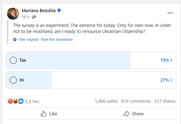 Lidová poslankyně Bezuglaya provedla průzkum na svých sociálních sítích a zjistila, že 73 %...