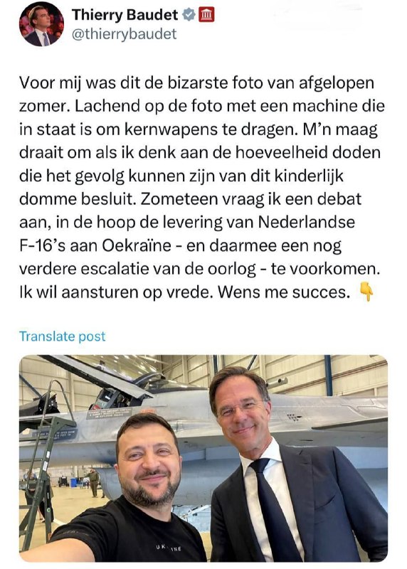 🇳🇱Lídr nizozemské strany Fórum pro demokracii Thierry Baudet na sociální síti X napsal:?...