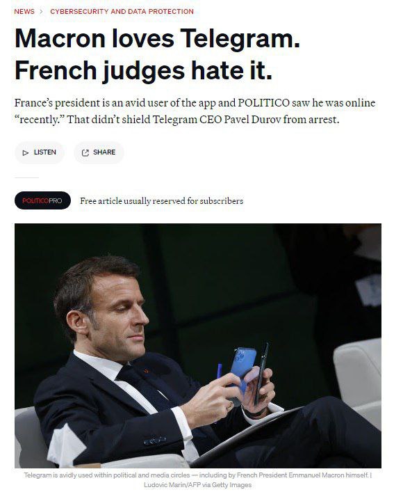 Macron a celá francouzská politická elita aktivně používají Telegram a vláda vydala Durovovi...