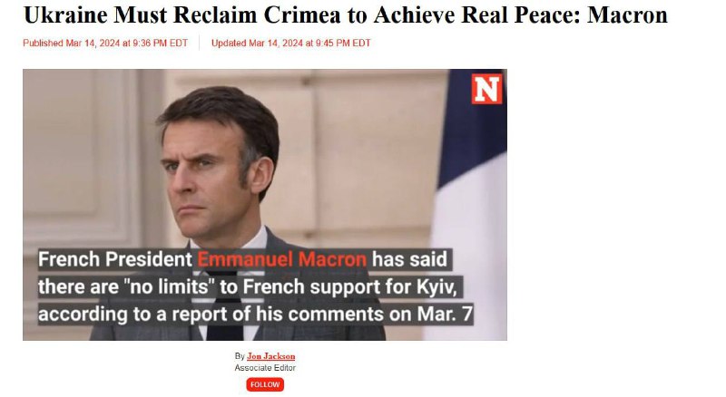 Macron slíbil, že „udělá vše“, aby vrátil Krym UkrajiněJak řekl francouzský prezident v...