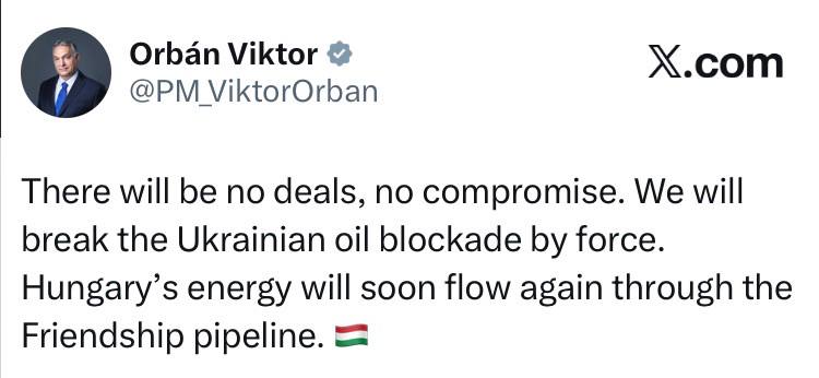 Maďarský předseda vlády Orbán: Žádné dohody, žádné kompromisy. Prolomíme ukrajinskou rop...