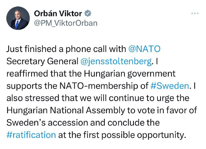 Maďarský premiér Viktor Orban hovoří o své podpoře vstupu Švédska do NATO:Právě jsem doko...