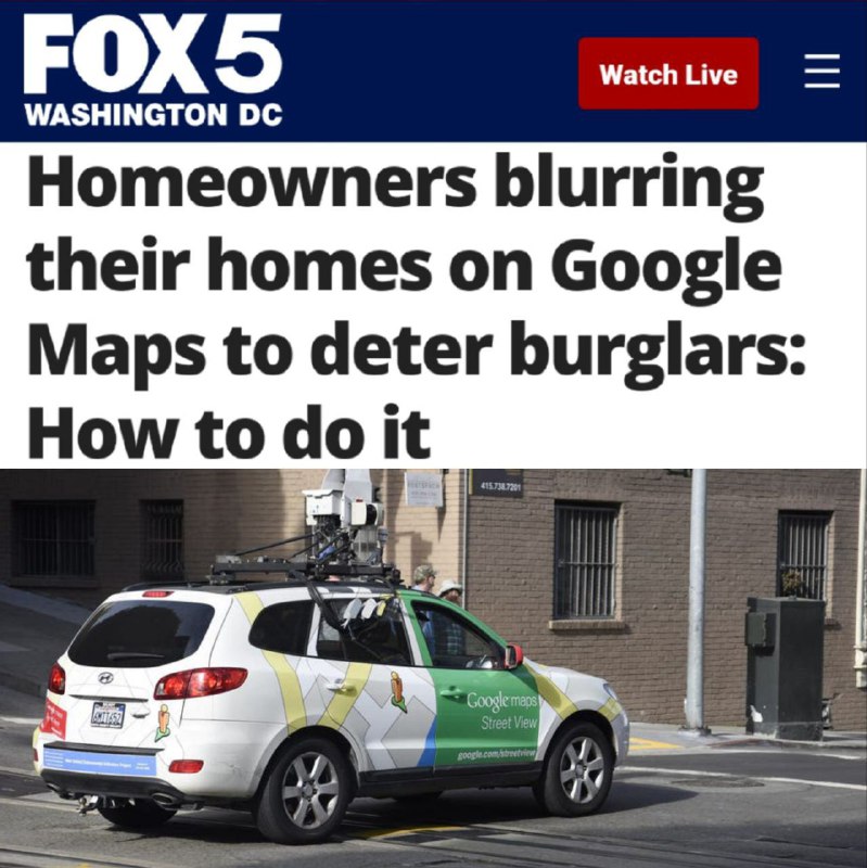 „Majitelé domů skrývají své domy na mapách Google, aby odradili zloděje“: Mapy Google se ...