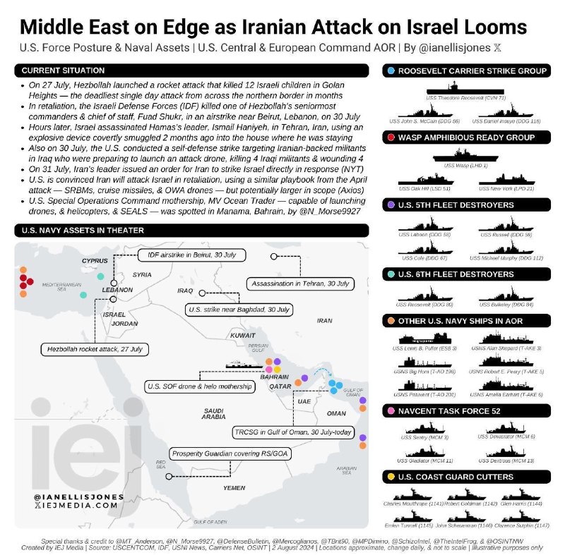 ❗️🇺🇸🇮🇱 Mapa údajných sil amerického námořnictva aktuálně rozmístěných na B...