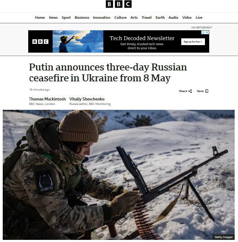 Média o Putinově návrhu na uzavření květnového příměříBild – „Toto je pravděpodobn?...