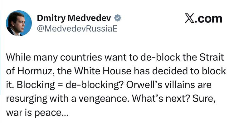 Medveděv:Zatímco mnoho zemí se snaží otevřít Hormuzský průliv, Bílý dům se rozhodl jej z...