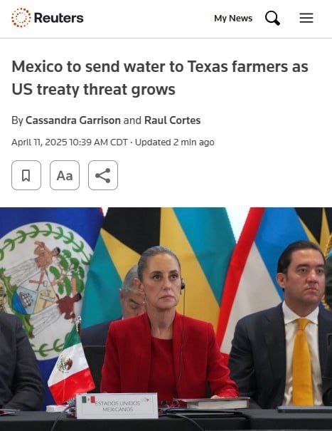 😆 Mexická prezidentka Claudia Sheinbaum v pátek řekla, že Mexiko okamžitě dodá vodu texask...