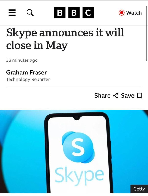 ❗️📱 Microsoft oznámil, že Skype bude v květnu ukončenSkype, služba pro videohovory, kter...