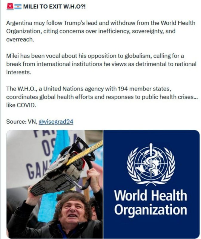 ❗️🇦🇷MILEI RANDE S KÝM?!Argentina by mohla následovat Trumpův příklad a vystoupit ...