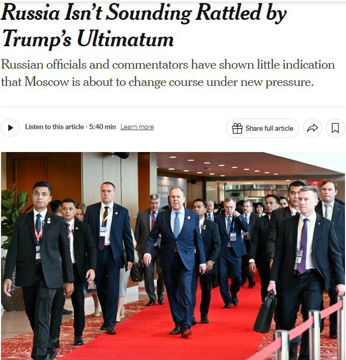 ‼️🇷🇺🇺🇸Moskva není ohromena Trumpovým ultimátem — New York Times▪️V Kremlu p...