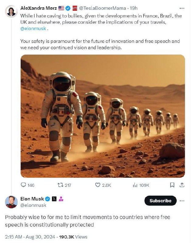 🇺🇸📢Musk omezí svůj pohyb do zemí, kde je svoboda slova chráněna ústavouPodnikatel ted...