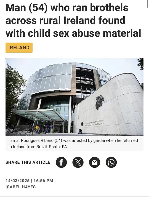 Muž (54), který provozoval nevěstince po irském venkově, byl nalezen s materiálem dětské por...