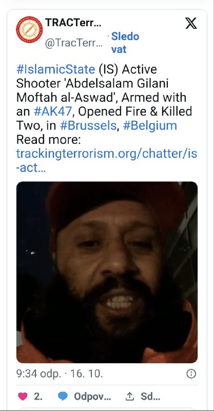 🇪🇺🇸🇪Muž hledaný po vraždách švédských fanoušků v&nbsp;Bruselu byl už stíhaný...