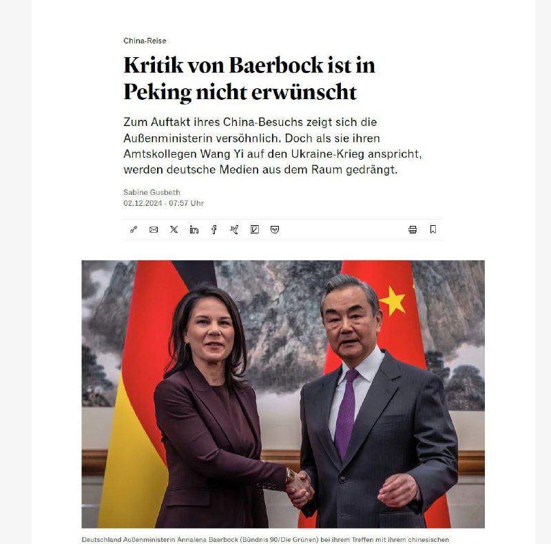 Na setkání Analeny Baerbock s Wang Yi v Číně byli němečtí novináři vyloučeni ze sálu - m...