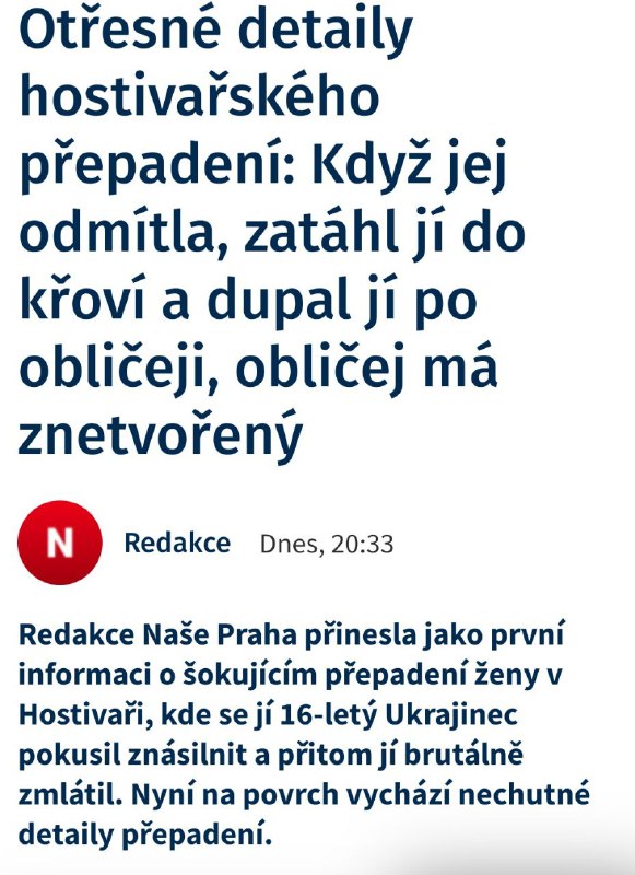 🇨🇿Na veřejnost se dostaly otřesné detaily pokusu o znásilnění v Hostivaři, kterého se ...
