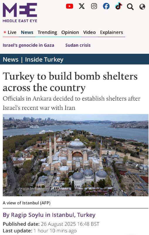 🇹🇷 Náhle. V Turecku se začali zabývat výstavbou protileteckých krytů po celé zemi