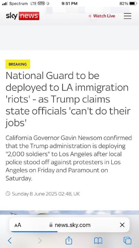 🆘🇺🇸Národní garda bude nasazena na potlačení imigračních nepokojů v Los Angeles, Trum...