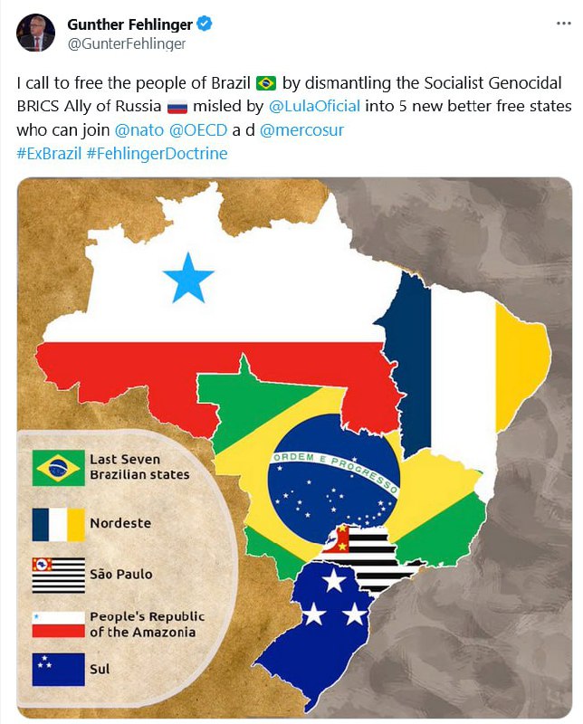 NATO je  zastáncem rozbití BrazílieBrazílie by měla být rozdělena „na 5 nových, lépe svob...