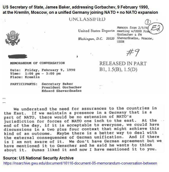 🇺🇸🇷🇺NATO / USA / RUSKO: Slavný americký písemný slib NATO „ani palec na východ“...