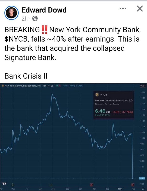 Nejnovější zprávy: ‼️ New York Community Bank, $NYCB, Drops, ~40% po výdělku..Toto je...