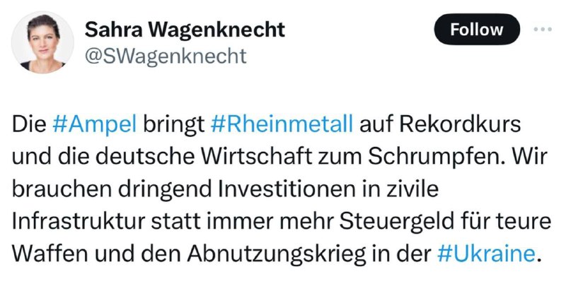 🇩🇪 Německá politička Sahra Wagenknechtová: Politika německé vlády vedla k obohacování...