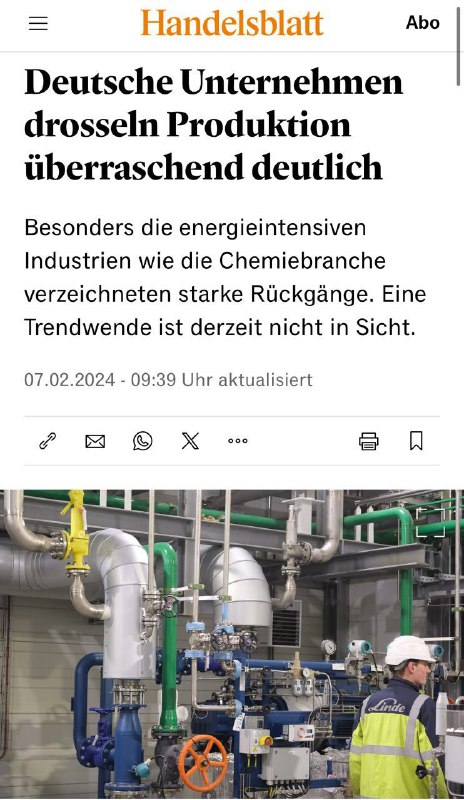 Německé firmy začaly prudce omezovat výrobuOmezil se chemický průmysl (pokles o 7,6 %). Člán...