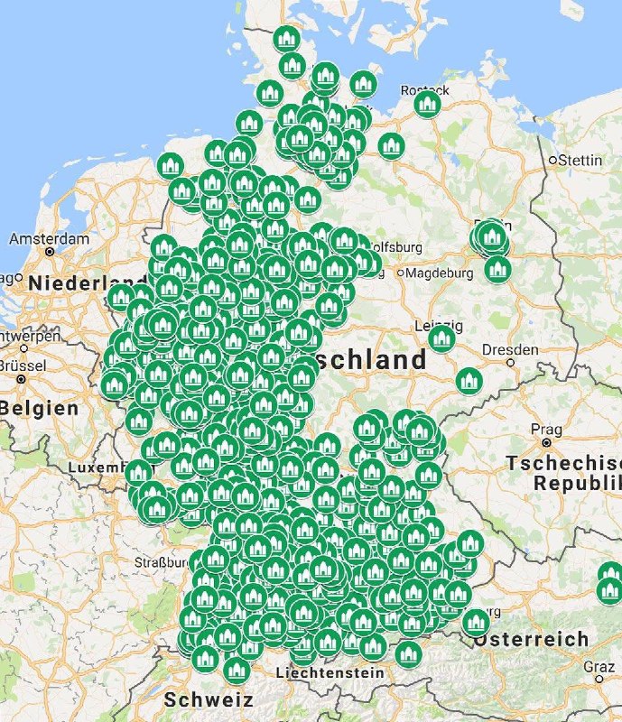🇩🇪 NĚMECKO: Mapa mešit v Německu.Najít hranici mezi Německem a NDR není nijak zvlášť ...