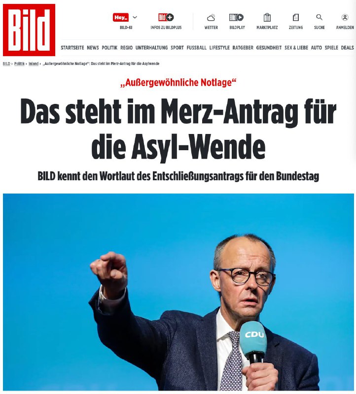 🔥 Německo zvažuje zavedení výjimečného stavu kvůli migrantům.Šéf CDU/CSU Friedrich Merz...