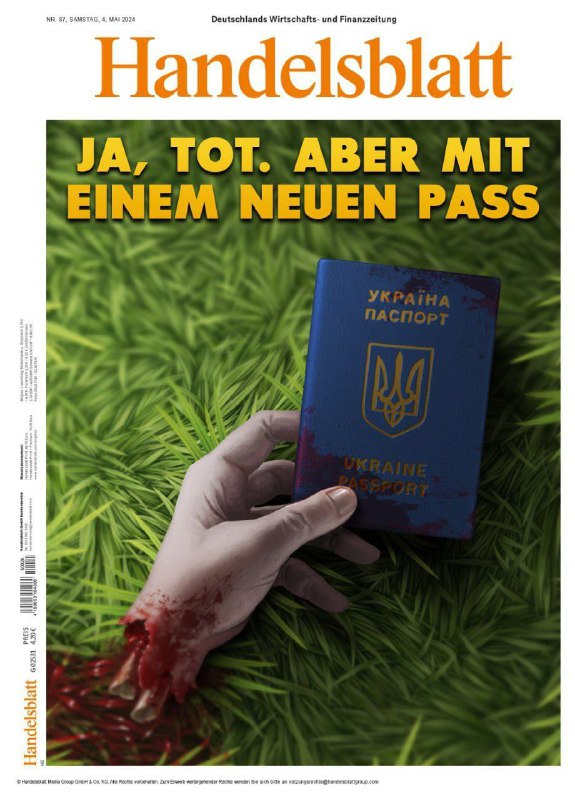 Německý časopis Handelsblatt vyšel s temnými ilustracemi na obálce.„Ano, mrtvý, ale s nový...