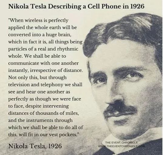 Nikola Tesla popsal mobilní telefon v roce 1926!"Když je bezdrátová technologie dokonal...
