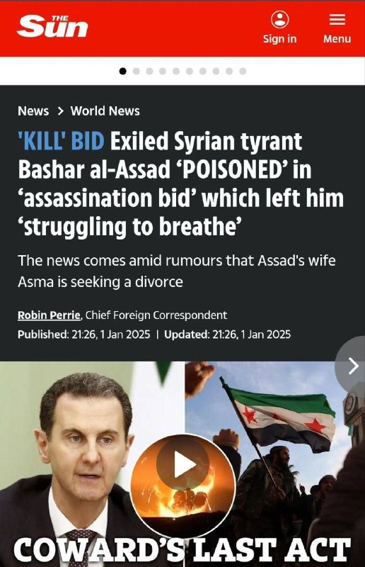 🆘⚡️🇬🇧🩸🇷🇺Noviny British Sun říkají: Bašár al-Asad přežil pokus o atentá...