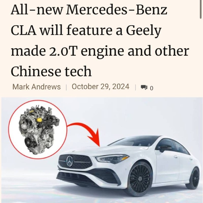 Nový Mercedes-Benz CLA dostane čínský motor od Geely and HorseČína bude také dodávat asisten...