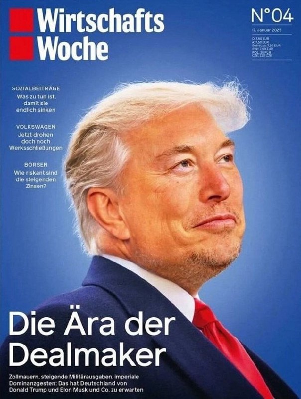 Obálka německého ekonomického týdne.Elonald Trask nebo Dillon Mump? Či regulérní nástupce p...