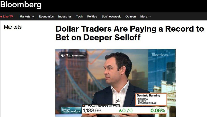 Obchodníci sází rekordní částky na kolaps amerického dolaru, uvádí Bloomberg.Index americk?...