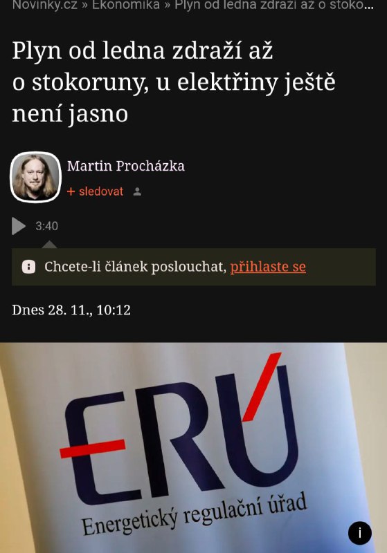 🇨🇿 Od ledna si zase připlatíme za plyn. Regulovaná část ceny příští rok vzroste o 4,7... 🇨🇿 Od ledna si zase připlatíme za plyn. Regulovaná část ceny příští rok vzroste o 4,7...